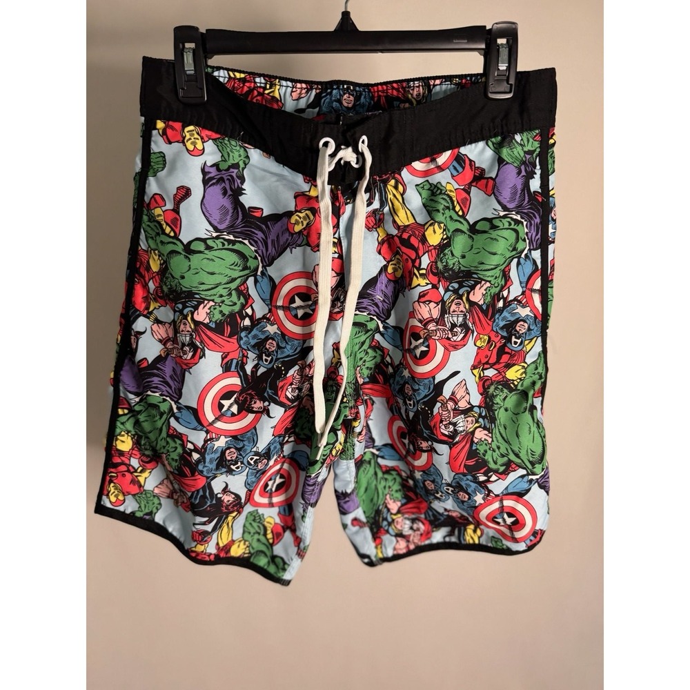 Marvel - Swim Trunks Avengers Comic Print Board Shorts - Multicolor - S - Mens